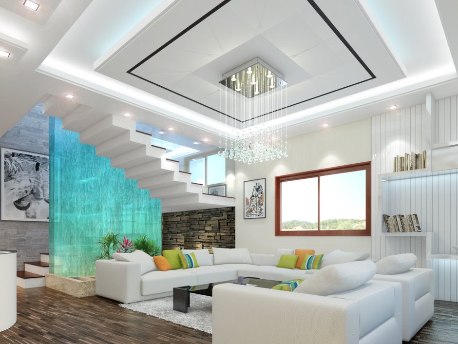 Living room plasterboard ceiling