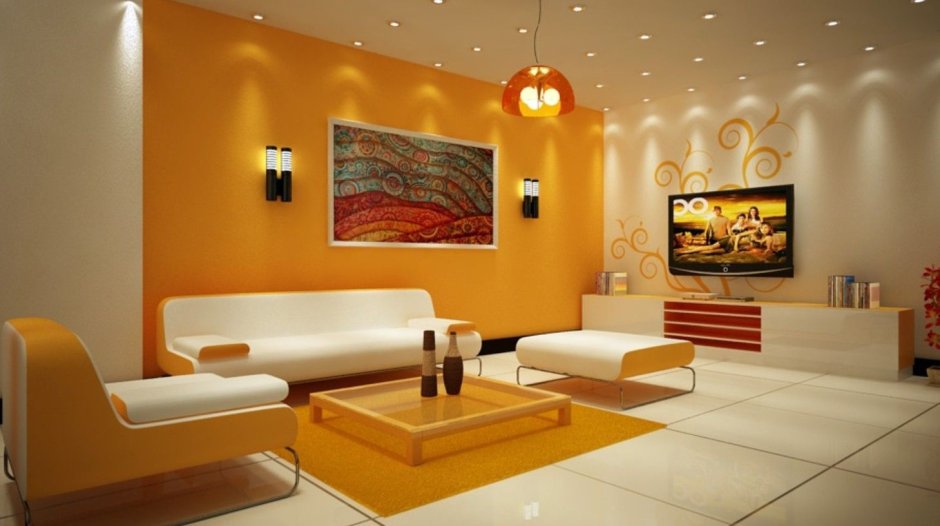 Yellow color combination for living room