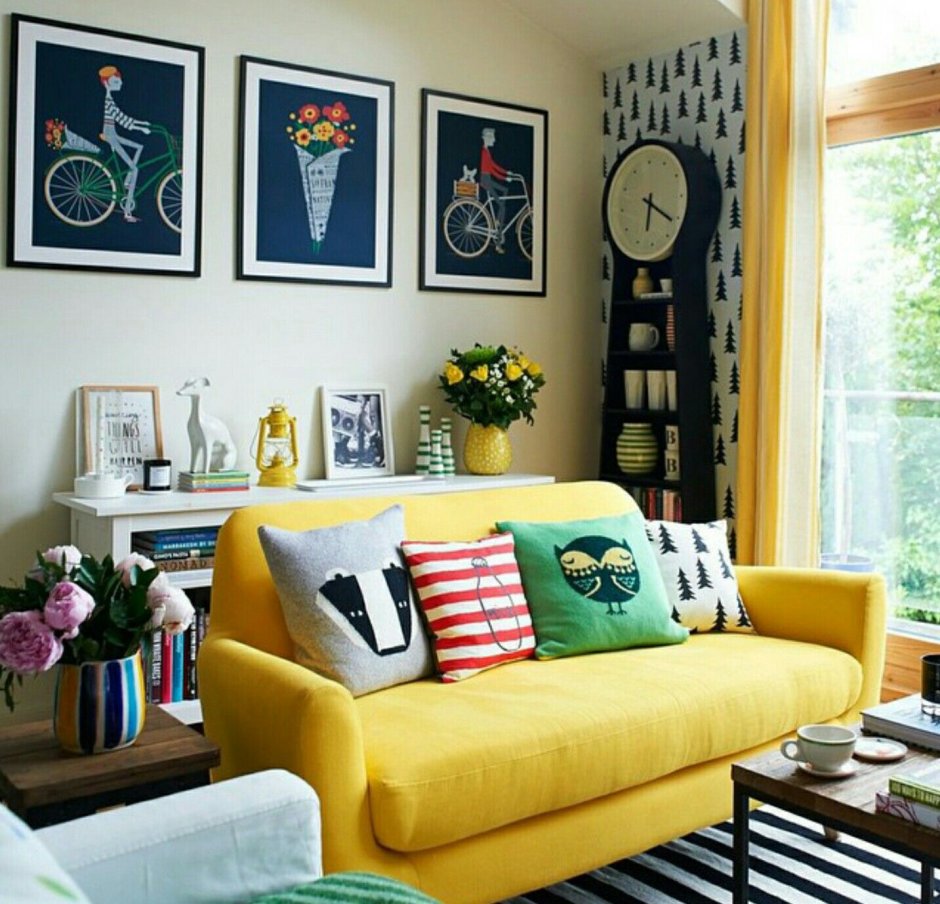 Yellow walls in living room