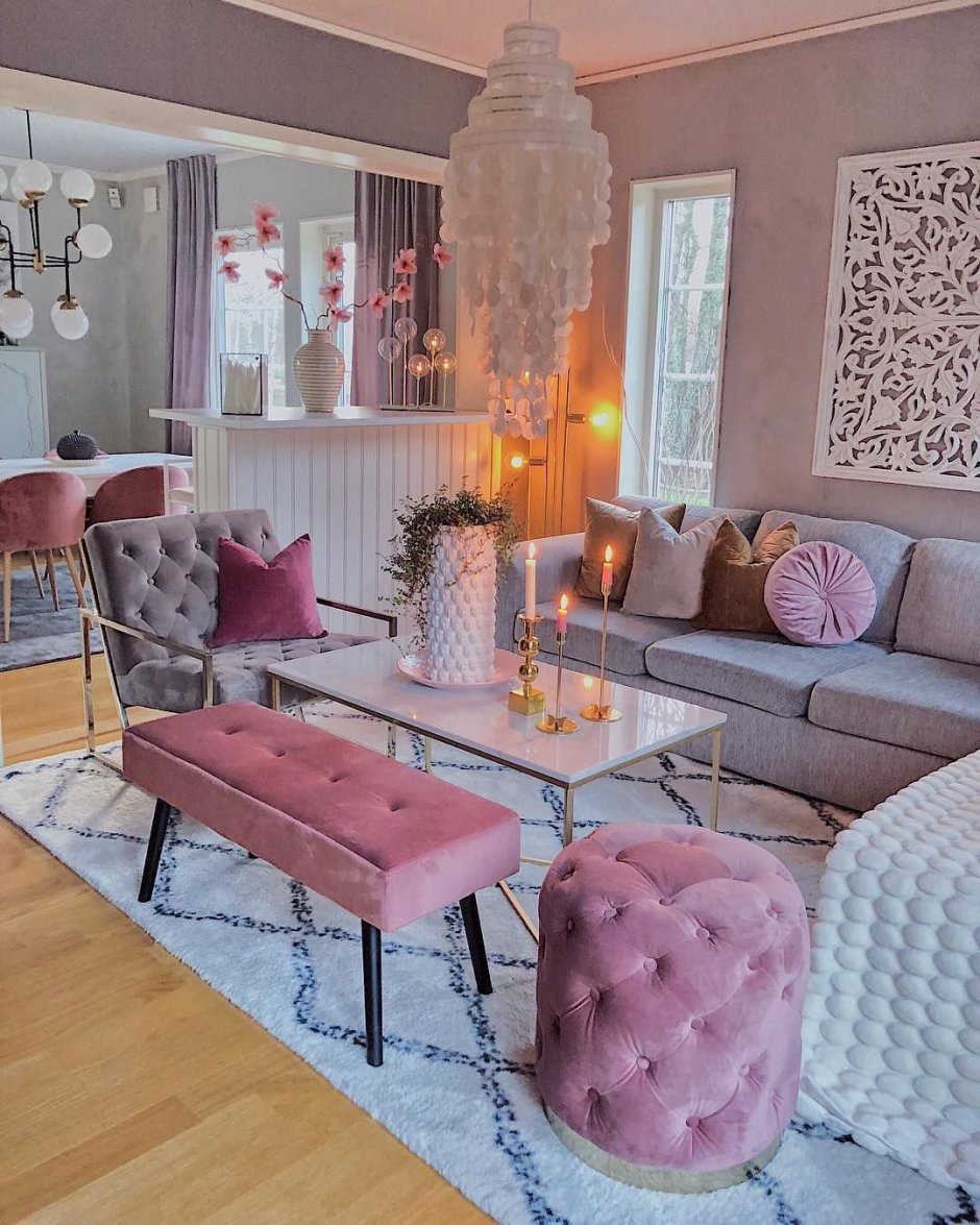 Beige and pink living room