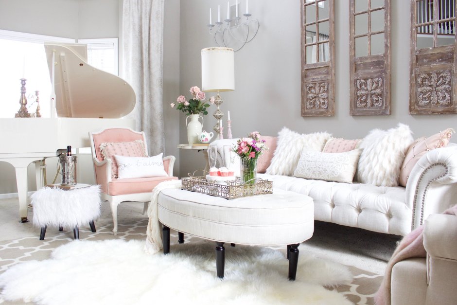 Cream and pink living room