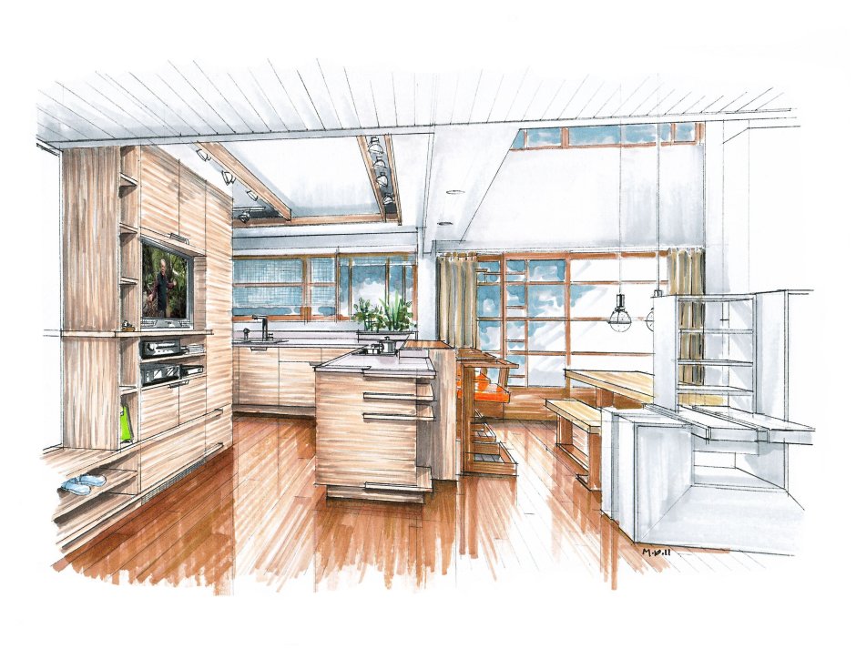 Kitchen and drawing room design