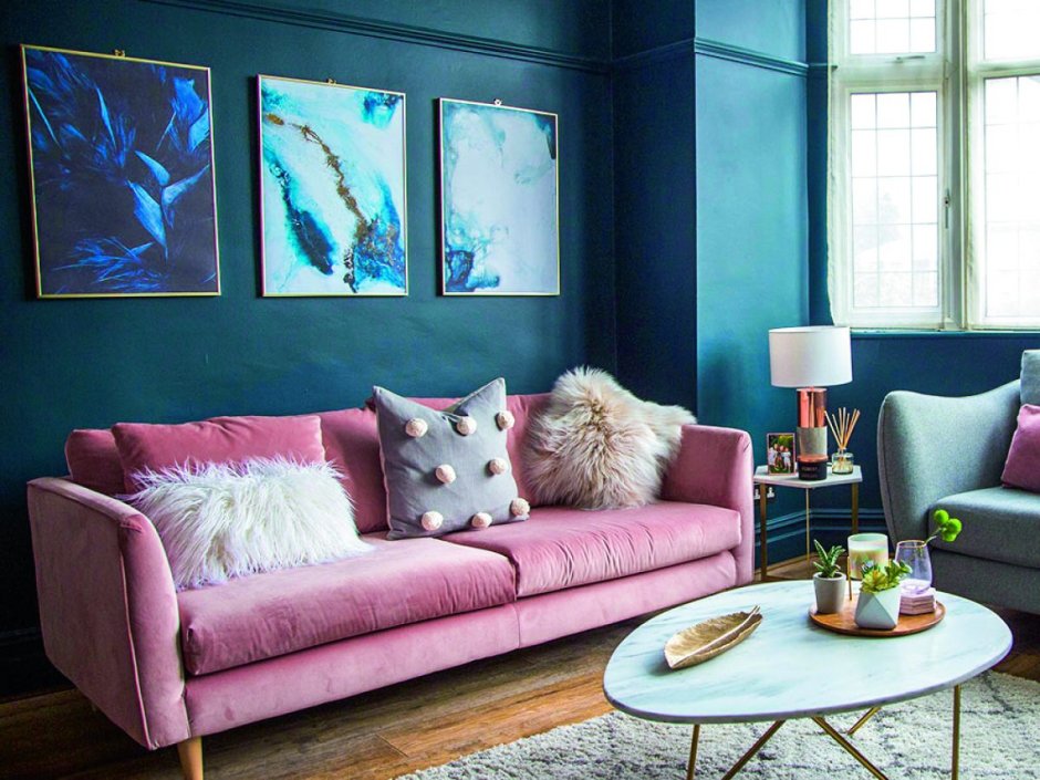 Navy and grey living room