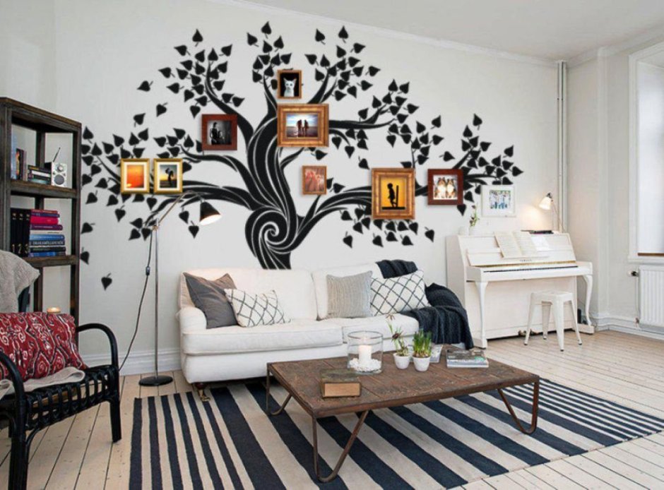 Family picture wall ideas for living room