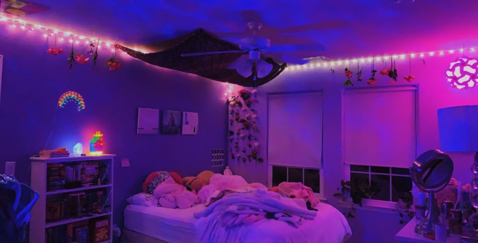 Blue led light room aesthetic