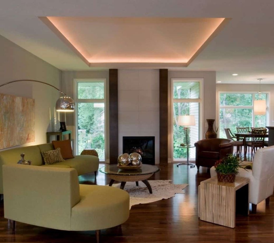 Living room cove light ceiling design