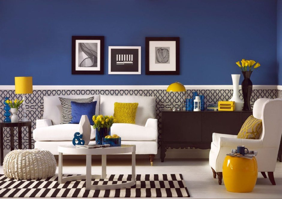 Blue and white room painting designs