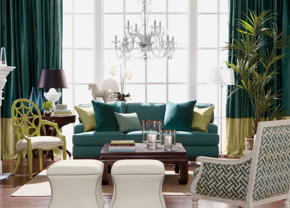 Emerald green sofa living room