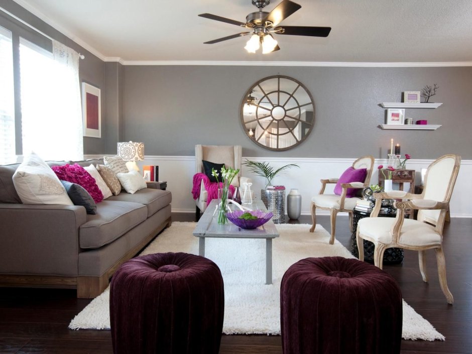Pink and gray living room ideas