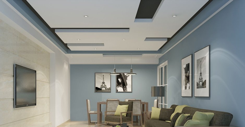 Ceiling design for rectangular living room