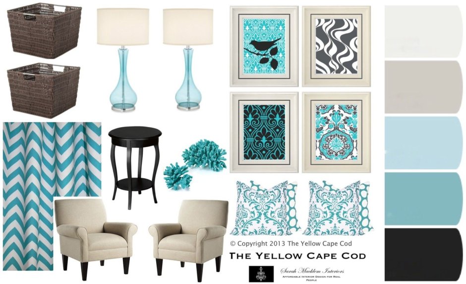 Gray turquoise living room