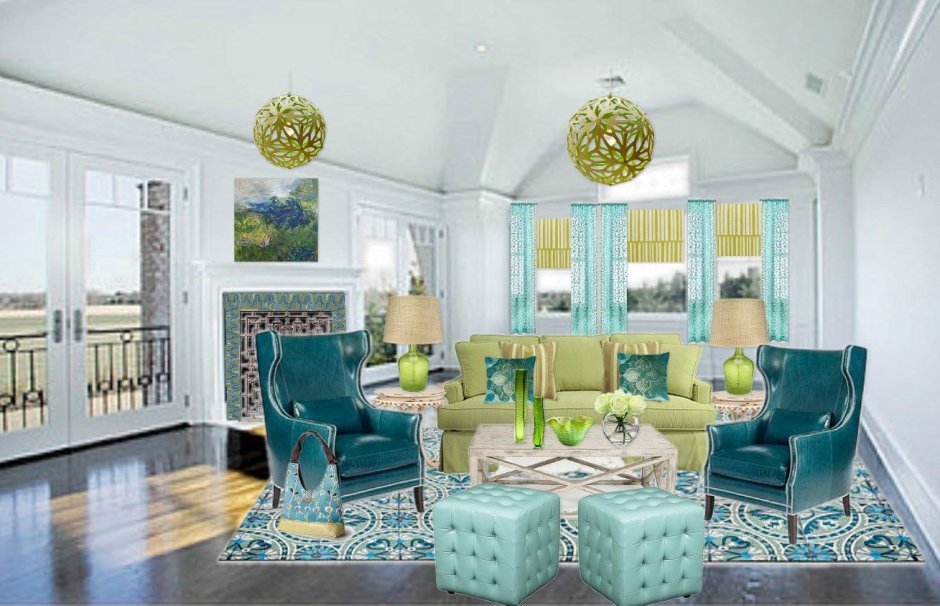 Blue and yellow living room decorating ideas