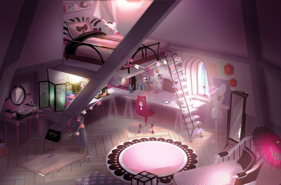 Pink anime room