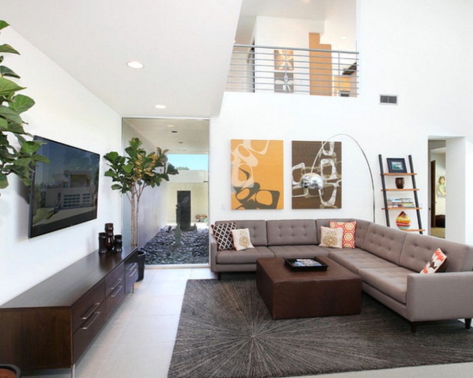 Modern orange sofa living room
