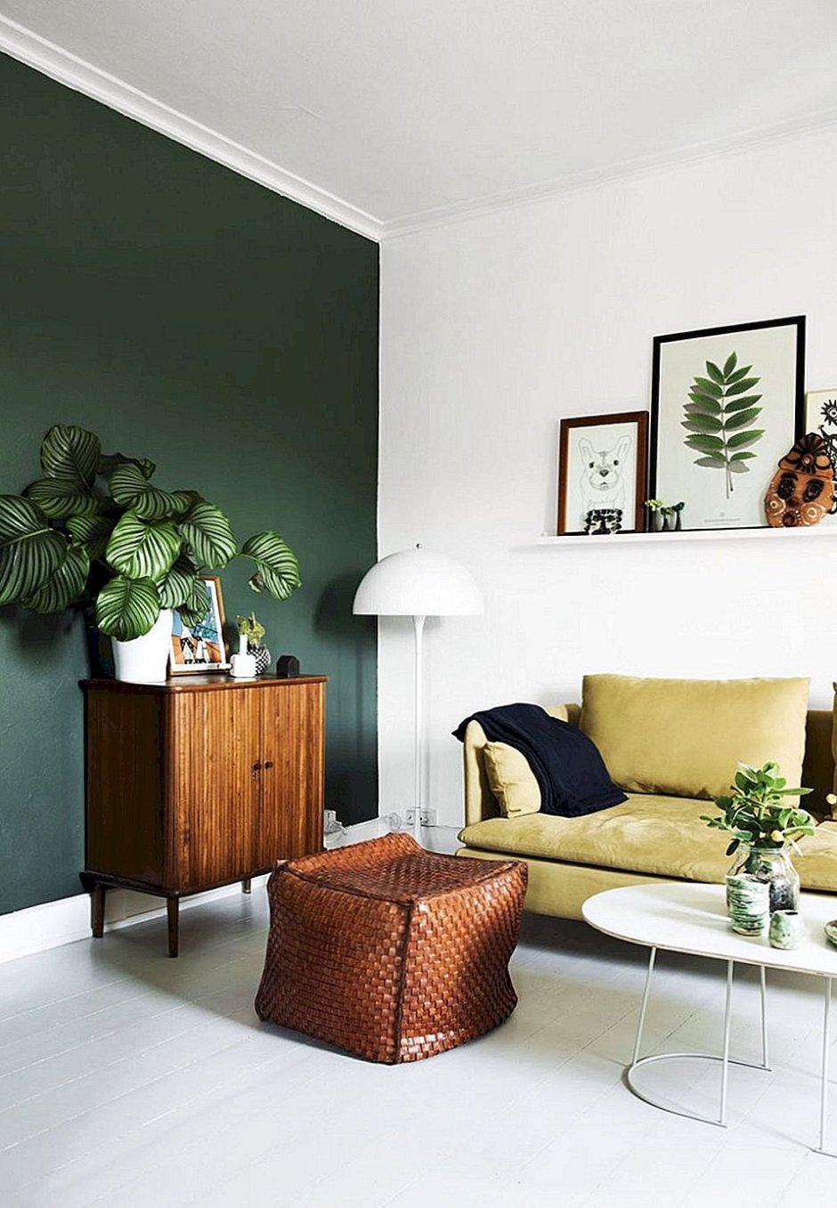 Hunter green living room
