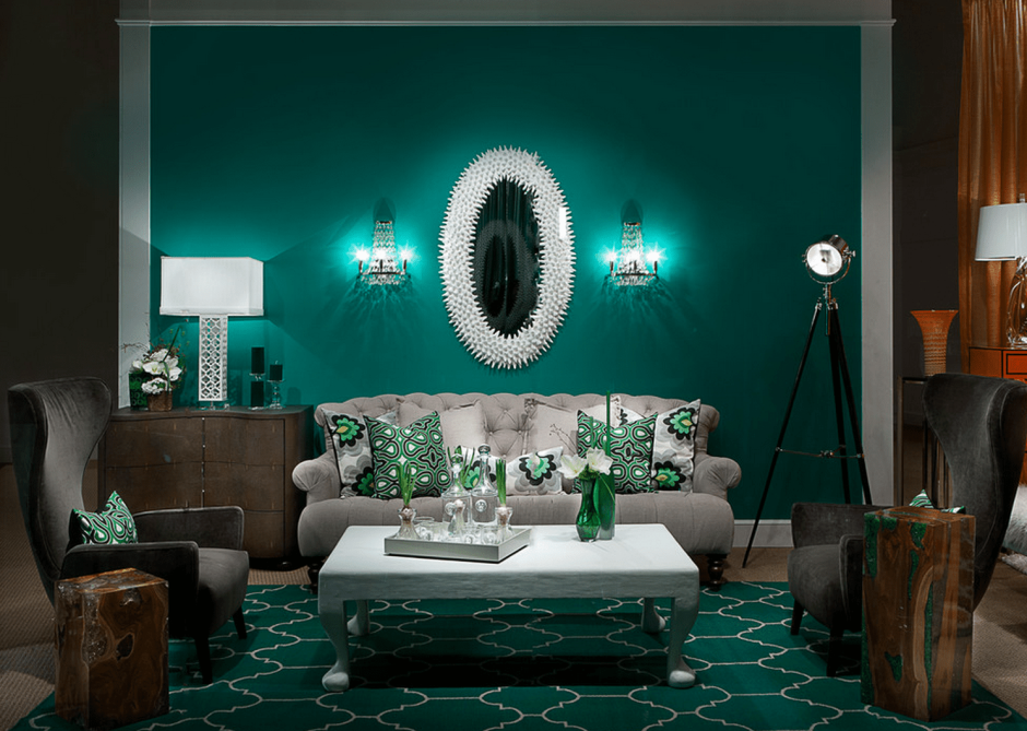 Emerald green and black room