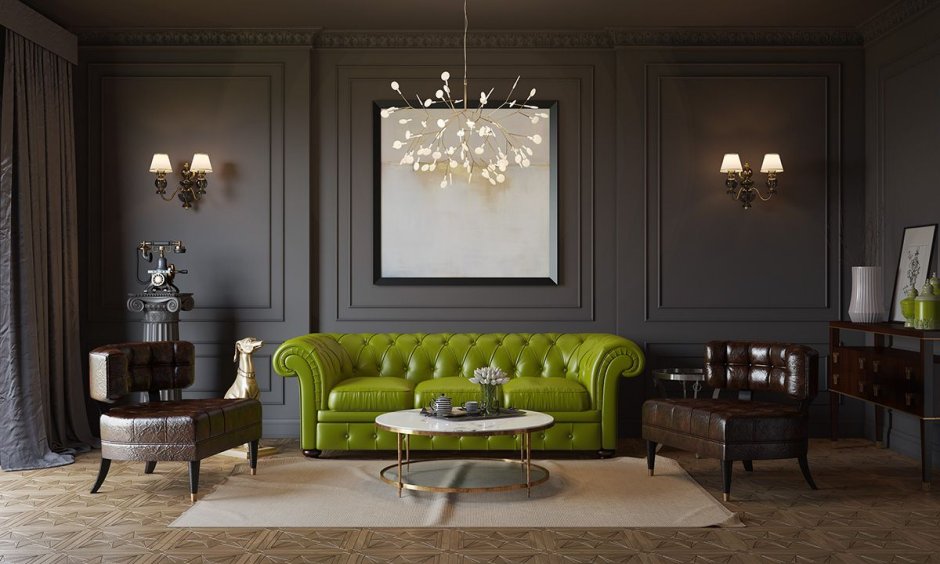 Royal green living room