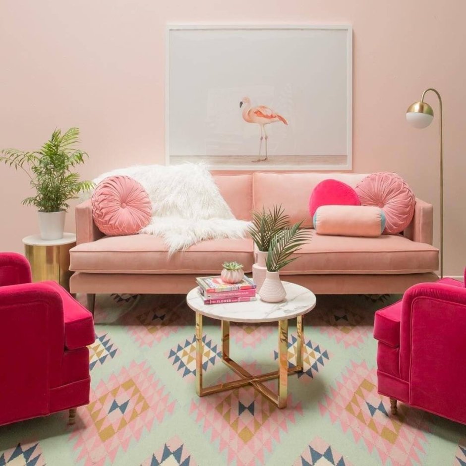 Peach color living room
