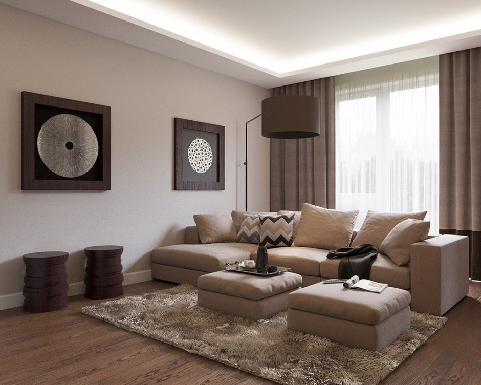 Beige modern living room