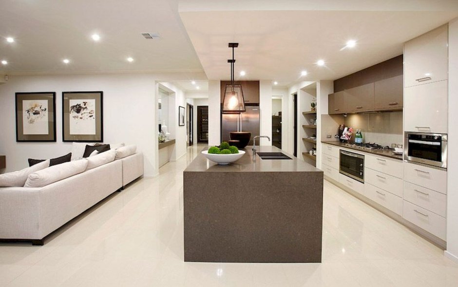 Open concept kitchen living room apartment