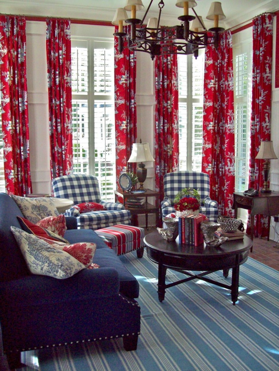 Red living room curtain ideas