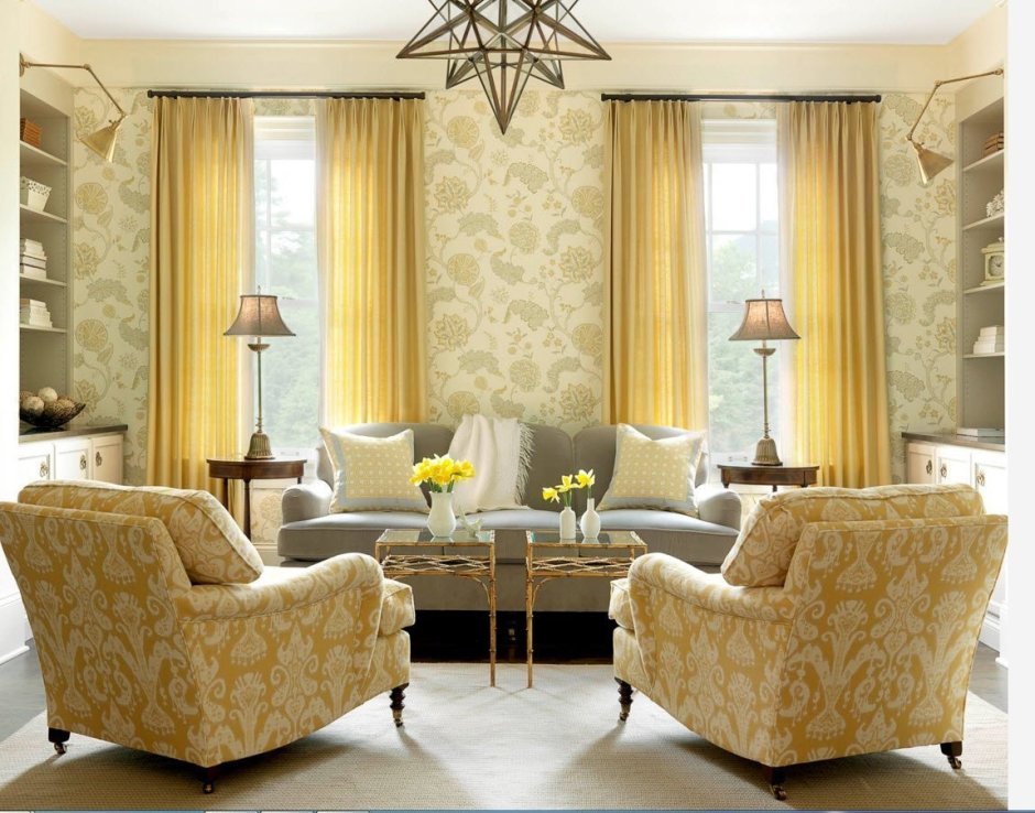 Gold white living room