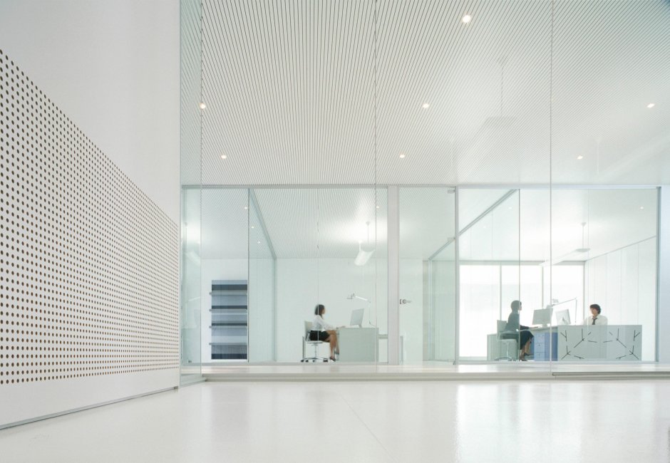 Frosted glass meeting room