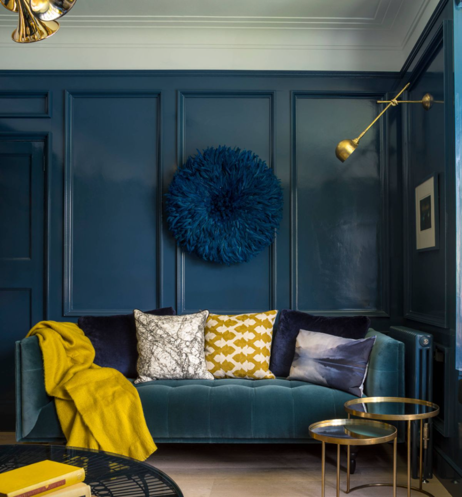 Blue and yellow color combination room