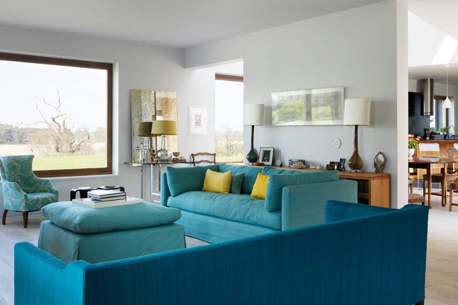 Turquoise sofa living room