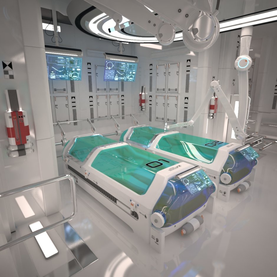Futuristic hospital room