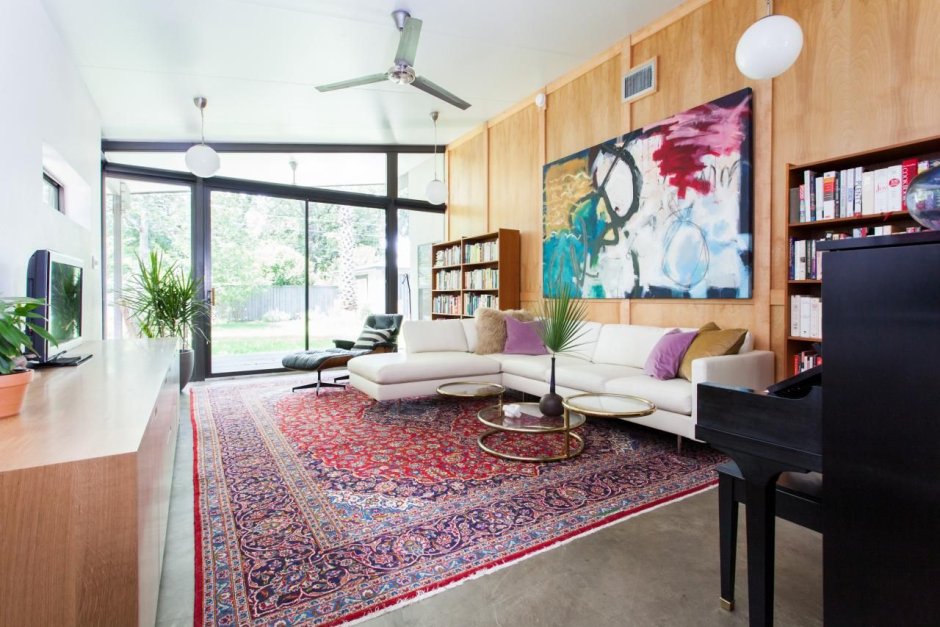Red carpet living room designs
