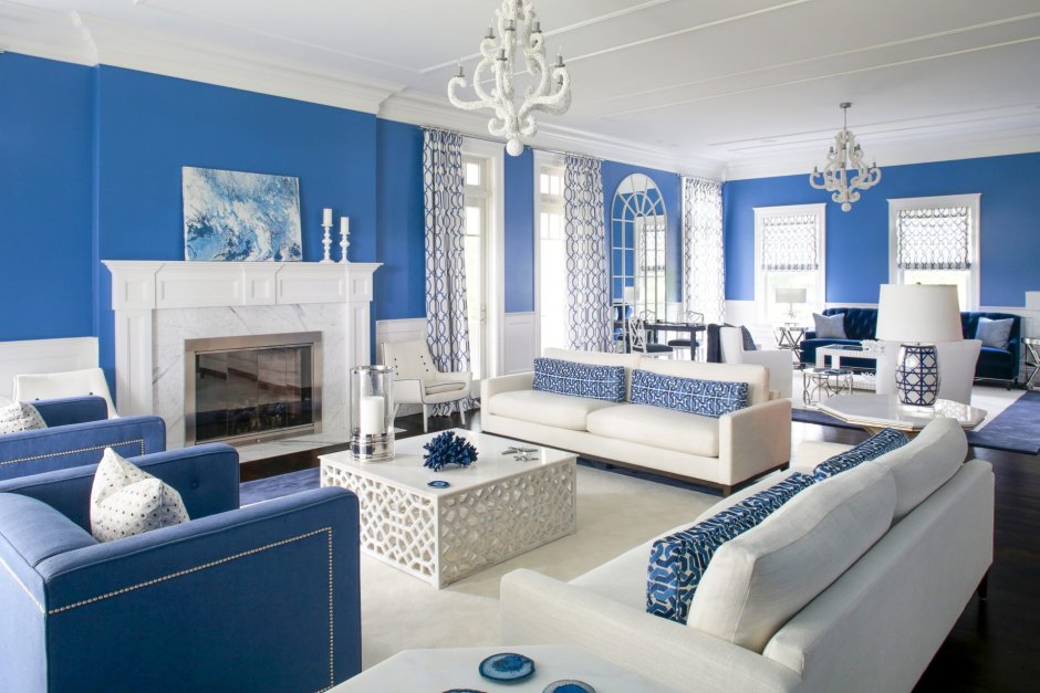 Blue colour combination for living room