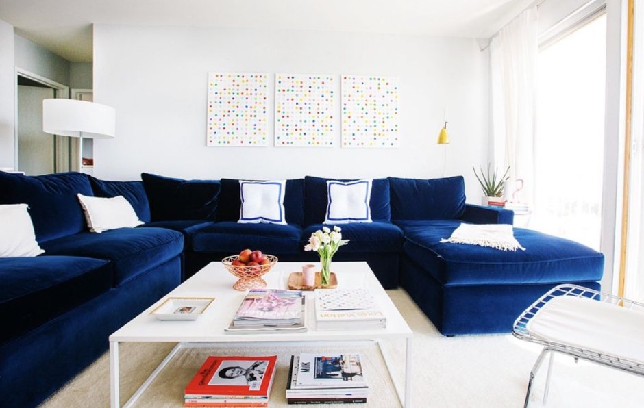 Royal blue couch living room ideas