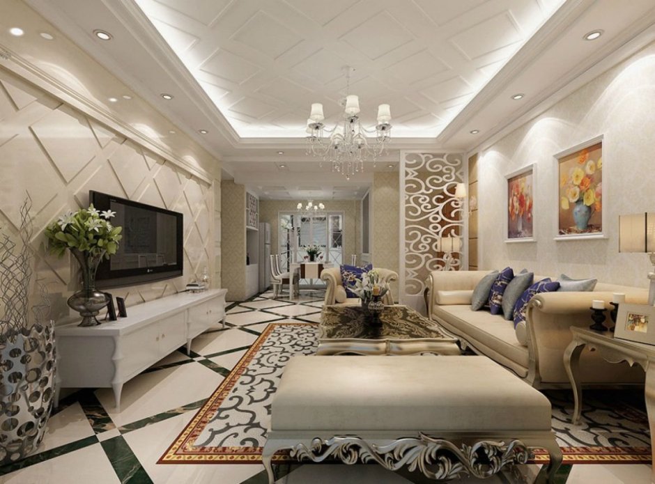 Neoclassical interior design living room