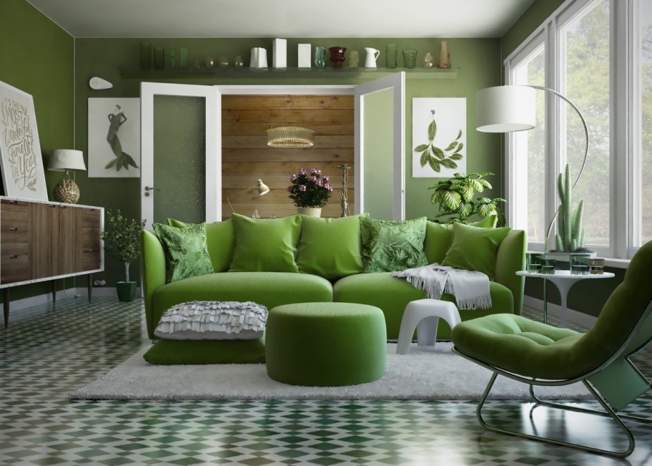 Green colour in room