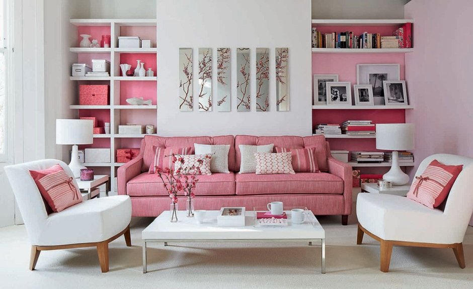 Pink and blue living room ideas