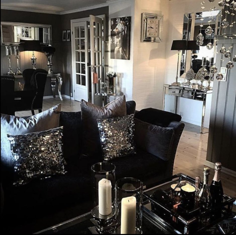 Luxury black living room