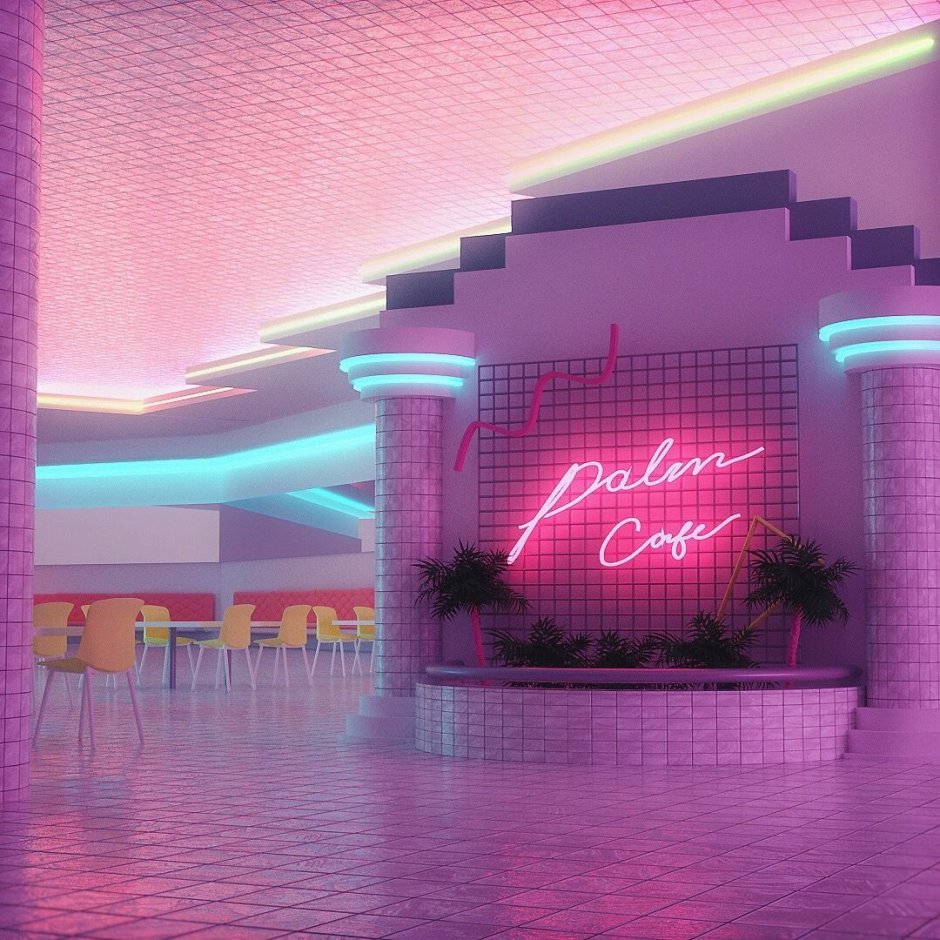 Synthwave aesthetic room