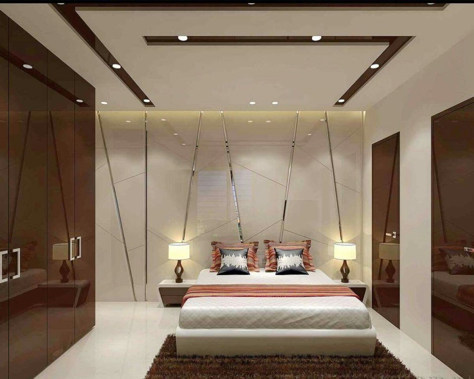 Living room mirror ceiling design