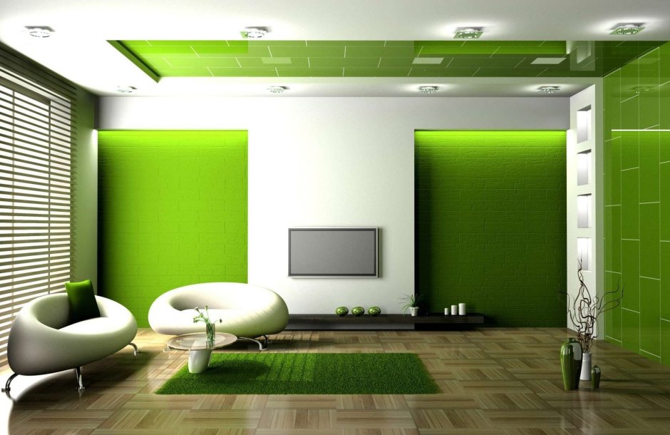 Green wall colour combination for living room