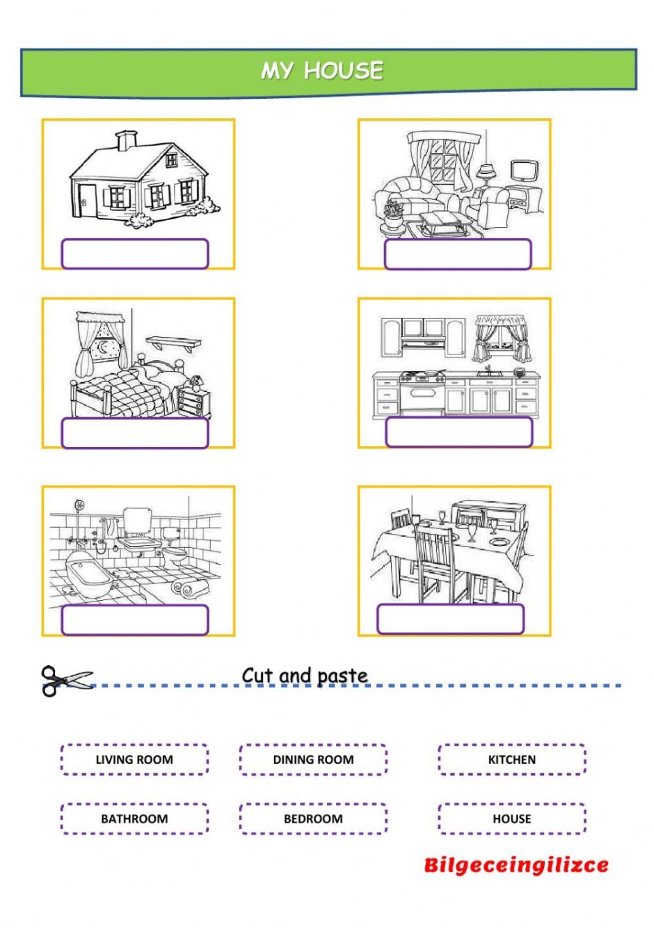 Rooms in the house worksheets for preschoolers