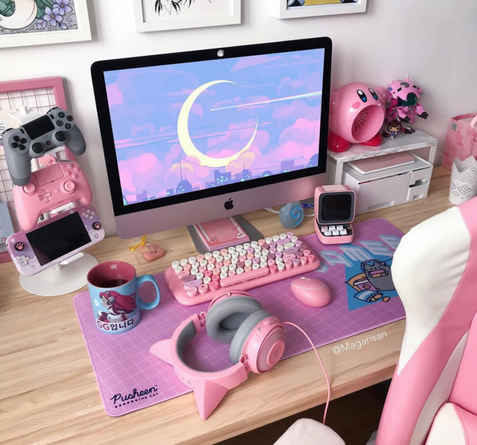 Aesthetic pink and blue room