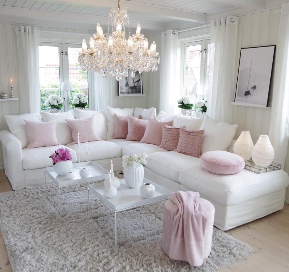 Light pink living room decor