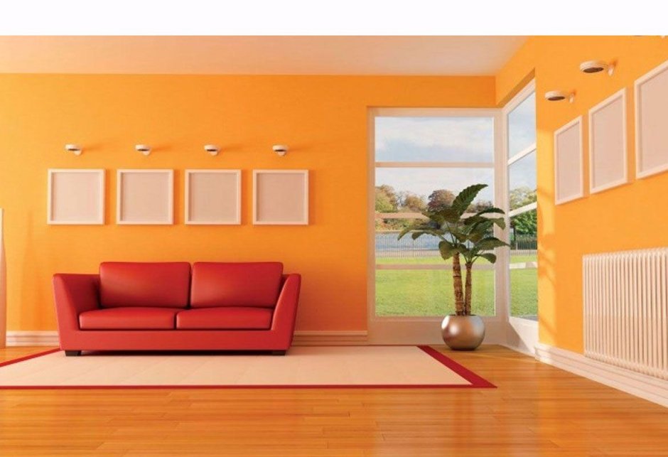 White and orange room painting