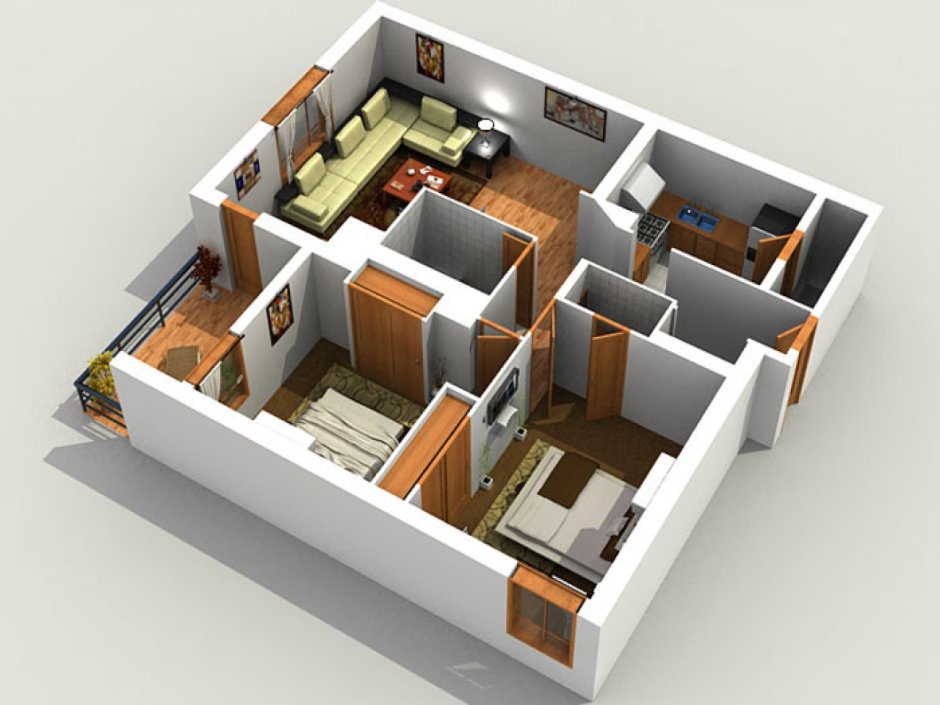 Six room house design