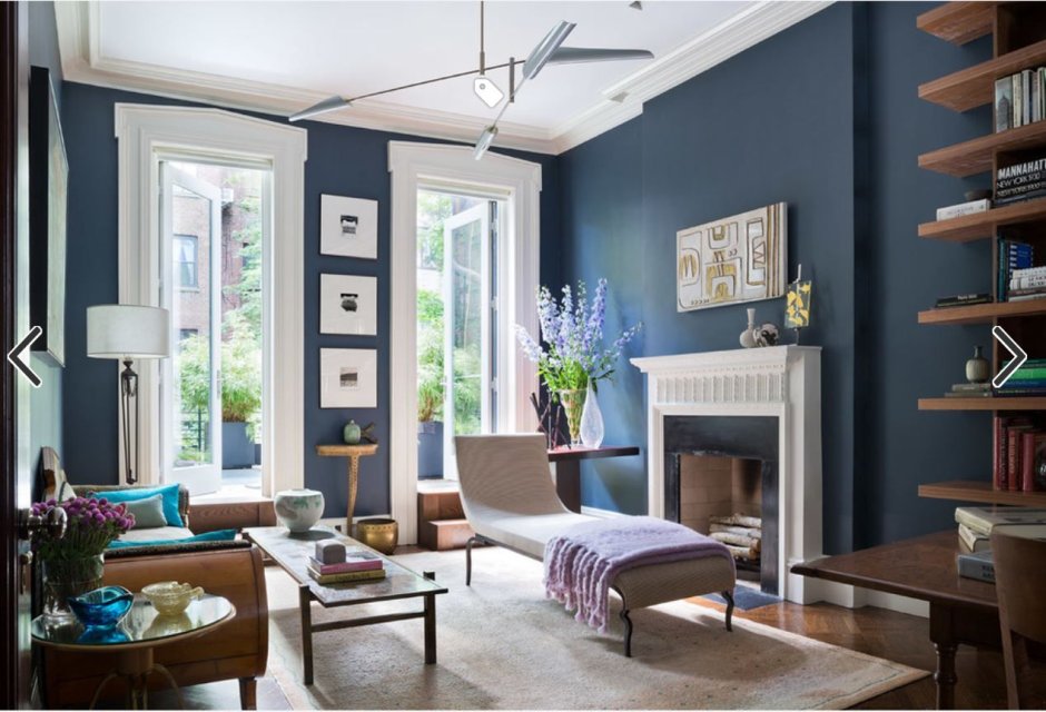 Blue grey color scheme living room