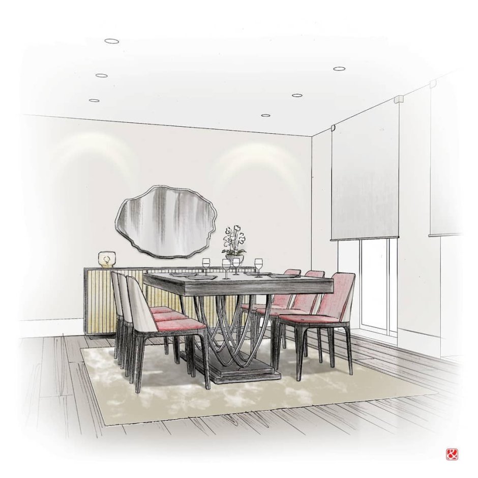 Drawing of living room