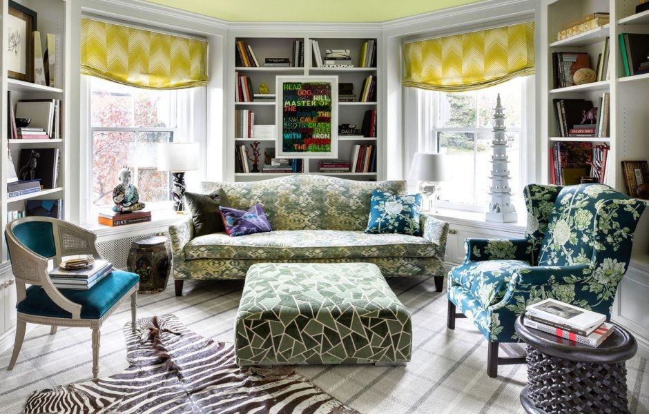 Bohemian green couch living room
