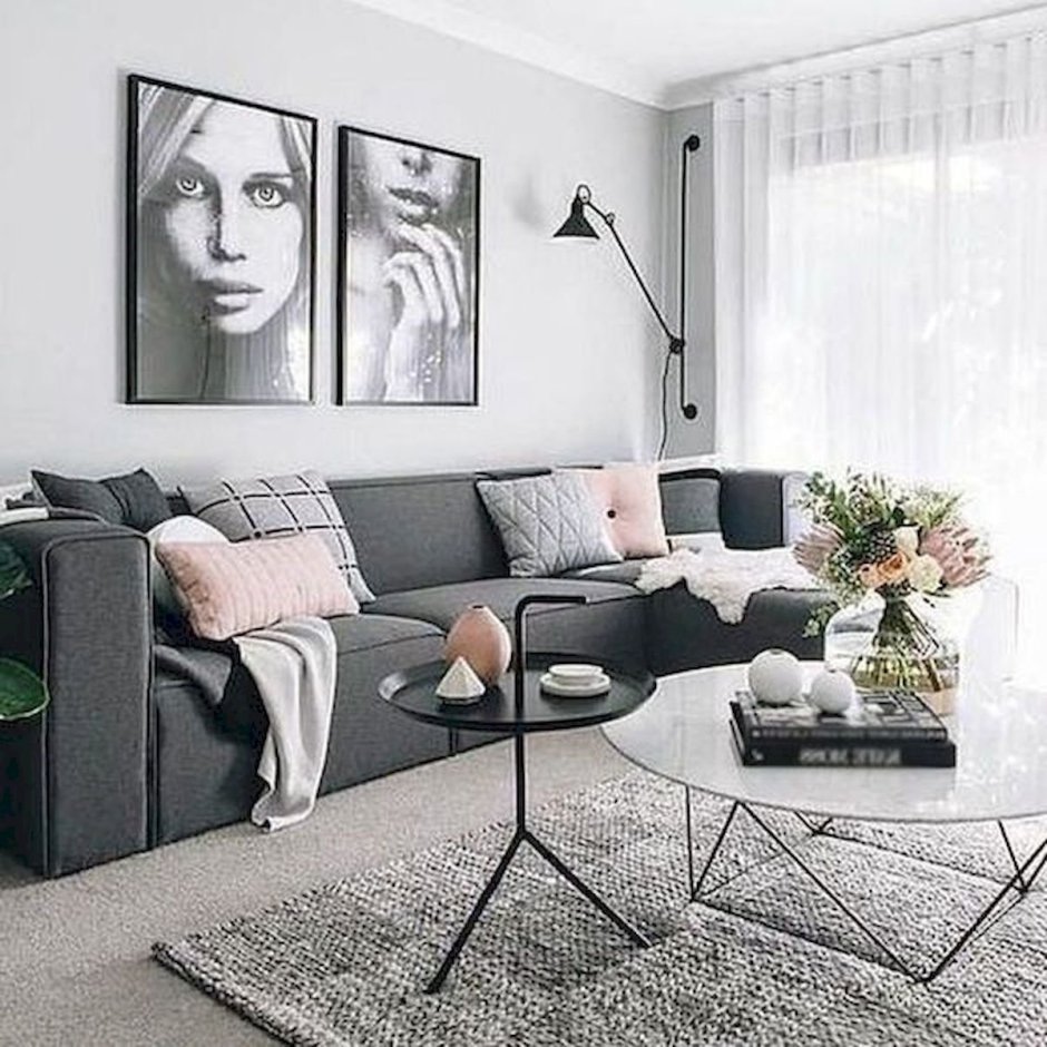 Grey and sage living room