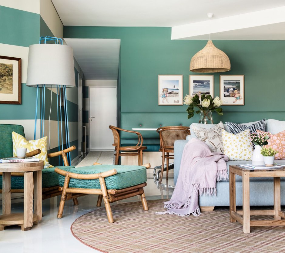 Mint green and turquoise room